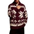 thumbnail image 1 of GuangCheng Mens Fair Isle Pattern Zip-Up Sweaters Coats Knitted Cardigans with Shawl Collar,Red,XL, 1 of 6