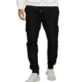 thumbnail image 1 of GuangCheng Mens Fleece Cargo Sweatpants,Slim Fit,Elastic Drawstring Waist,Joggers Multi Pockets,Casual Pants,Black,Size L, 1 of 4