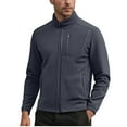 thumbnail image 1 of GuangCheng Mens Fleece Jackets Full Zip Stand Collar Casual Outerwear Coats with Chest Zipper Pockets,Dark Gray,XL, 1 of 9