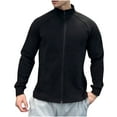 thumbnail image 1 of GuangCheng Mens Fleece Jackets,Stand Collar,Full Zip,Polar Fleece,Outerwear Casual Softshell Coats,with Raglan Sleeves,Black,L, 1 of 5