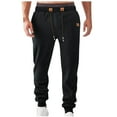 thumbnail image 1 of GuangCheng Mens Fleece Lined Sweatpants,Elastic Waist Patch Joggers Drawstring Casual Sport Pants,Black,Size L, 1 of 6