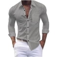 thumbnail image 1 of GuangCheng Mens Gingham Check Long Sleeve Button Down Shirts,Regular Fit,Soft,Muscle Fit Dress Shirts,Black,Size 2XL, 1 of 3