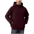 thumbnail image 1 of GuangCheng Mens Half Zip Pullover Hoodies,Fleece Sweatshirts with Pocket,Baggy Fit,Wine,S, 1 of 8