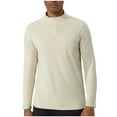 thumbnail image 1 of GuangCheng George Mens Half Zip Pullover Long Sleeve Shirts,Slim Fit,Soft,Breathable,Moisture Wicking,Athletic Tees,Beige,Size S, 1 of 7