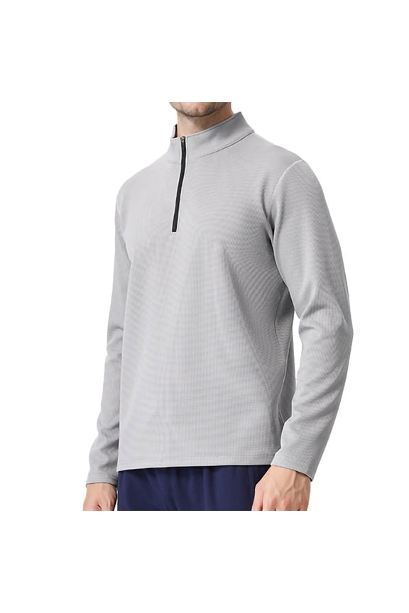 Mens Half Zip Pullover Sweatshirts,Lightweight,Quick Dry,Athletic,Active Tops,Gray,Size M