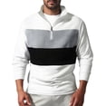 thumbnail image 1 of GuangCheng Mens Half Zip Pullover Sweatshirts,Tri Color Block,Slim Fit,Sporty,Long Sleeve,Casual Comfort Tops,White,Size XL, 1 of 7
