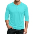 thumbnail image 1 of GuangCheng Mens Henley Long Sleeve T-Shirts,Slim Fit,Soft,Cotton Blend,Button Placket Shirts Pullover Tops,Light Blue,Size 3XL, 1 of 5