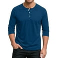 thumbnail image 1 of GuangCheng Mens Henley Long Sleeve T-Shirts,Slim Fit,Soft,Cotton Blend,Button Placket Shirts Pullover Tops,Navy,Size S, 1 of 5