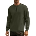 thumbnail image 1 of GuangCheng Mens Henley Sweatshirts,Long Sleeve,Casual,Crew Neck Tops Loose Comfy Fall Winter Shirts,Army Green,Size XL, 1 of 5