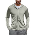 thumbnail image 1 of GuangCheng George Mens Jacket,Hooded,Lightweight,Athletic,Quick Dry,Full Zip Up,Sports Jacket with Zip Pockets,UPF Sun Protection Active Workout Coat,Gray,S, 1 of 6