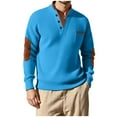 thumbnail image 1 of GuangCheng Mens Knitted Sweaters,V-Neck,Pullover,Coats with Elbow Patches,Warm Fall Winter Tops,Sky Blue,3XL, 1 of 9