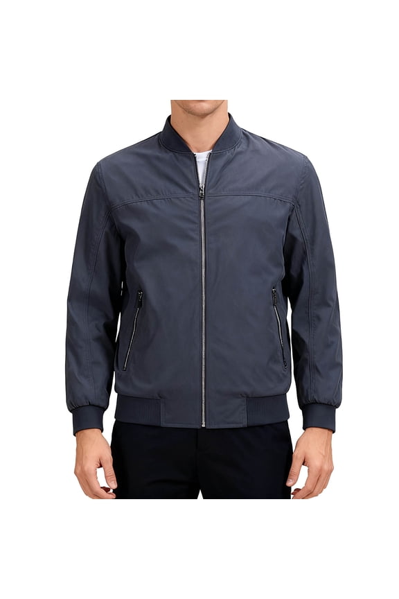 George Mens Lightweight Bomber Jackets,Casual,Zip Up Outerwear,Ribbed Collar,Cuffs Coats,Gray,XL