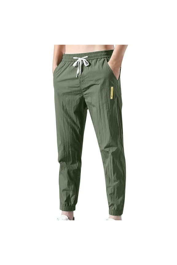 Mens Lightweight Jogger Pants, Elastic Drawstring Waist Trousers,Size:S