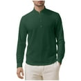 thumbnail image 1 of GuangCheng Mens Linen Henley Shirts,Long Sleeve,Lightweight,Casual,Breathable,Comfortable,Loose Fit,T Shirts,Army Green,Size M, 1 of 9