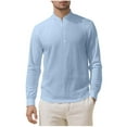 thumbnail image 1 of GuangCheng Mens Linen Henley Shirts,Long Sleeve,Lightweight,Casual,Breathable,Comfortable,Loose Fit,T Shirts,Light Blue,Size 3XL, 1 of 9