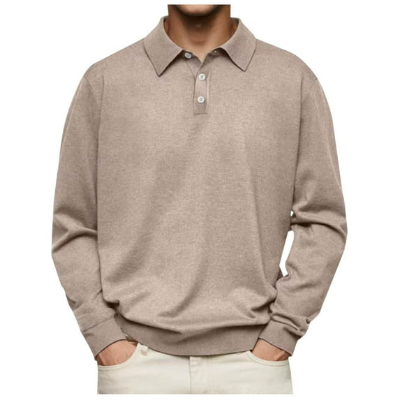 ZHYou Mens Long Sleeve Dress Shirst Classic Collar Soft Comfor Casual Tops,Khaki,3XL