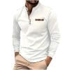 GuangCheng Mens Long Sleeve Henley Shirts Plaid Accent Chest Pocket Button Neck Slim Fit Stretch Comfort Casual Stylish Tops,White,L
