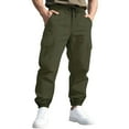 thumbnail image 1 of GuangCheng Mens Military Green Cargo Jogger Pants Elastic Drawstring Waist Multiple Pockets Durable Comfortable Loose Fit Casual Trousers,Size:L, 1 of 9