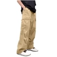 thumbnail image 1 of GuangCheng Mens Oversized Cargo Pants,Loose Fit,Streetwear Trousers,Casual Work Pants Multi Pockets,Khaki,Size M, 1 of 3
