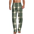 thumbnail image 1 of GuangCheng Mens Pajamas Green and White Plaid Lounge Pants, Soft Comfortable Sleepwear with Elastic Waistband,Size:2XL, 1 of 5