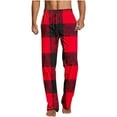 thumbnail image 1 of GuangCheng Mens Pajamas Red and Black Plaid Lounge Pants, Comfortable Sleepwear with Elastic Waist,Size:2XL, 1 of 5