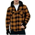 thumbnail image 1 of GuangCheng Mens Plaid Hooded Shirt Jackets,Fleece Lined,Casual,Outerwear 2 Chest Pockets,Orange,3XL, 1 of 4