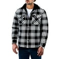 thumbnail image 1 of GuangCheng Mens Plaid Hooded Shirt Jackets,Fleece Lined,Casual,Outerwear 2 Chest Pockets,White,S, 1 of 3
