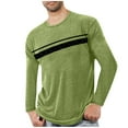 thumbnail image 1 of GuangCheng Mens Printed Striped Long Sleeve T-Shirts,Regular Fit,Soft,Breathable,Pullover Tops,Green,Size 3XL, 1 of 3