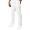 thumbnail image 1 of GuangCheng Mens Pull On Cargo Joggers,Ribbed Textured,Elastic Waist,Multi Pocket,Pull On锛孋asual Sport Pants,White,Size L, 1 of 3