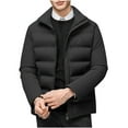 thumbnail image 1 of GuangCheng Mens Quilted Puffer Jackets,Stand Collar,Winter Fleece Warm Thick Coat,with Zippered Pockets,Black,4XL, 1 of 4