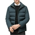 thumbnail image 1 of GuangCheng Mens Quilted Puffer Jackets,Stand Collar,Winter Fleece Warm Thick Coat,with Zippered Pockets,Dark Blue,4XL, 1 of 4
