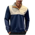 thumbnail image 1 of GuangCheng Mens Quilted Sweatshirts,Half Zip,Pullover,Color Block,Casual Warm Tops with Stand Collar,Navy,Size S, 1 of 9