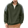 thumbnail image 1 of GuangCheng George Mens Ribbed Half Zip Pullover Sweatshirts,Contrast Shoulder Panels,Casual Sporty Tops,Oversized Loose Tops,Army Green,Size L, 1 of 8