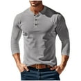 thumbnail image 1 of GuangCheng Mens Ribbed Knit Long Sleeve Henley Shirts,Slim Fit,Soft,Stretchy,Comfortable Casual Tees Tops,Gray,Size 2XL, 1 of 8