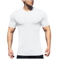 thumbnail image 1 of GuangCheng Mens Ribbed Knit Short Sleeve Fitted T-Shirts,Stretchy,Breathable,Quick Dry,Activewear Tops,White,Size 2XL, 1 of 5