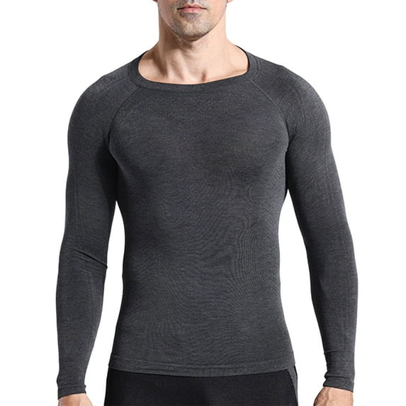GuangCheng George Mens Seamless Long Sleeve Compression Shirts,Athletic Base Layer Top,Moisture Wicking Stretch Fit Comfort Tees,Black,Size S