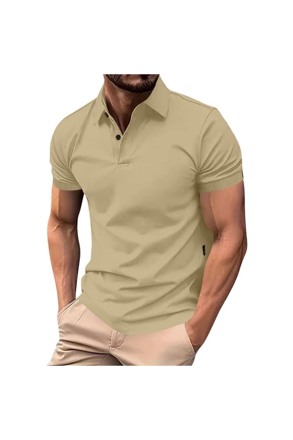 Mens Shirts Henly Collar,Solid Color,Slim Fit,Soft,Button Placket,Pullover,Business Tops,Beige,Size 3XL