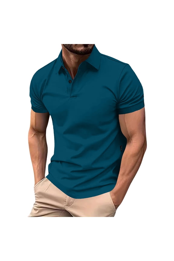 George Mens Shirts Henly Collar,Solid Color,Slim Fit,Soft,Button Placket,Pullover,Business Tops,Blue,Size 2XL