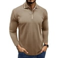 thumbnail image 1 of GuangCheng Mens Shirts,Long Sleeve,Textured,Henly Neck,Slim Fit,Soft,Breathable,Pullover,Casual Business Tops,Khaki,Size 3XL, 1 of 6