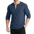 thumbnail image 1 of GuangCheng Mens Shirts,Waffle Knit,Long Sleeve,Henley T-Shirts,Regular Fit,Soft Pullover Tops Tees,Navy,Size XL, 1 of 2