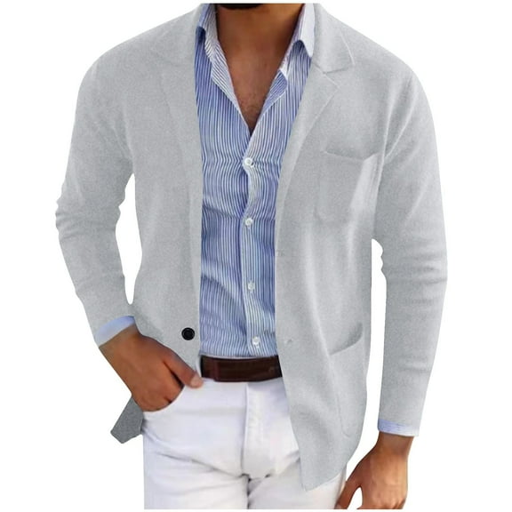 GuangCheng George Mens Slim Fit Jackets,Casual,Lightweight,Business Versatile Coat,Blazer with Pocket,Gray,XL