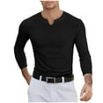 thumbnail image 1 of GuangCheng Mens Slim Fit Ribbed Knit Henley Shirts,Long Sleeve,Casual Tops,Soft,Stretch,Comfort Basic Tees,Black,Size 2XL, 1 of 6
