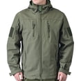 thumbnail image 1 of GuangCheng George Mens Softshell Jackets,Hooded,Windproof,Water-Resistant,Outdoor Jackets with Multiple Pockets,Green,L, 1 of 4