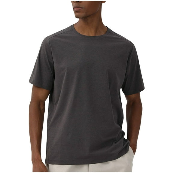 GuangCheng George Mens Solid Color Crew Neck T-Shirt,Baggy Fit,Soft,Breathable,Lightweight,Casual Everyday Wear,Pullover Tops,Dark Gray,Size 3XL