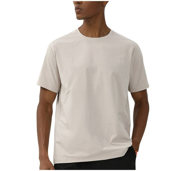 GuangCheng Mens Solid Color Crew Neck T-Shirt,Baggy Fit,Soft,Breathable,Lightweight,Casual Everyday Wear,Pullover Tops,Gray,Size L