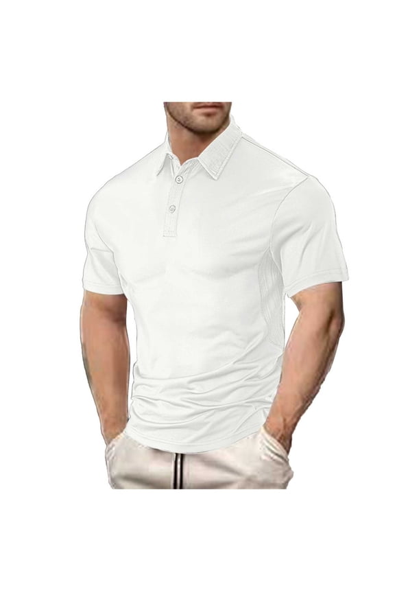 Mens Solid Color Henley Shirts,Slim Fit,Soft,Breathable,Skinny,Classic Collar,Button Placket,Pullover Tops,White,Size 2XL