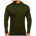 thumbnail image 1 of GuangCheng Mens Solid Color Mock Neck Long Sleeve Shirts Soft Stretch Comfort Slim Fit Base Layer Thermal Blouses,Army Green,L, 1 of 2