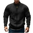 thumbnail image 1 of GuangCheng George Mens Solid Color Zip-Up Hoodies,Casual Sweatshirt,with Pockets,Ribbed Cuffs,Hem Sporty Outerwear,Black,2XL, 1 of 9