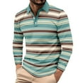 thumbnail image 1 of GuangCheng Mens Striped Shirts,Long Sleeve,Button Collar,Casual Tops,Soft,Comfort,Breathable,Color Block Tops,Mint Green,Size 4XL, 1 of 7