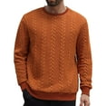 thumbnail image 1 of GuangCheng Mens Sweaters,Cable Knit,Crew Neck,Textured,Warm Casual Tops,Soft Baggy Fit Tops,Orange,Size L, 1 of 9